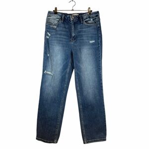 Flying Monkey High-Rise Distressed Raw Hem Cropped Blue Jeans Sz 31